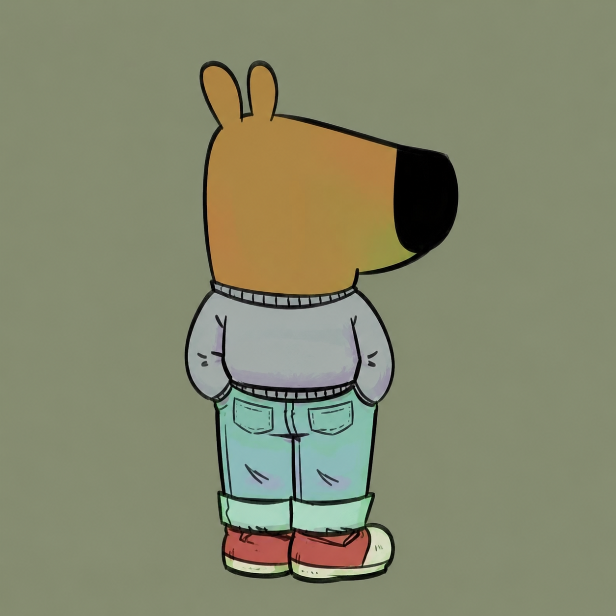 Hand-drawn chill character looking to the side