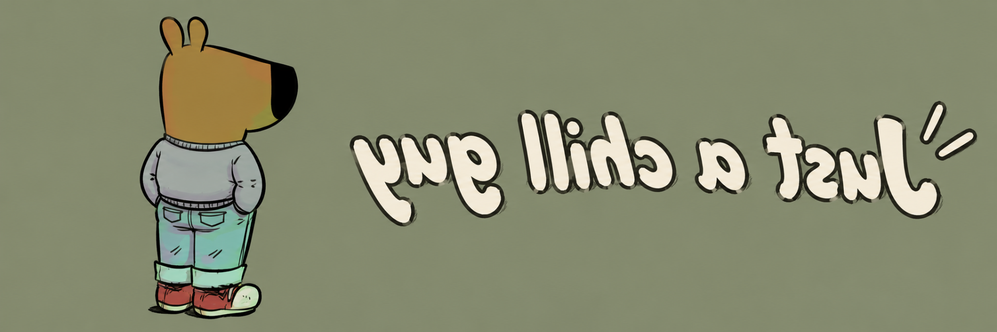 Wide hand-drawn yug llihc a tsuJ banner